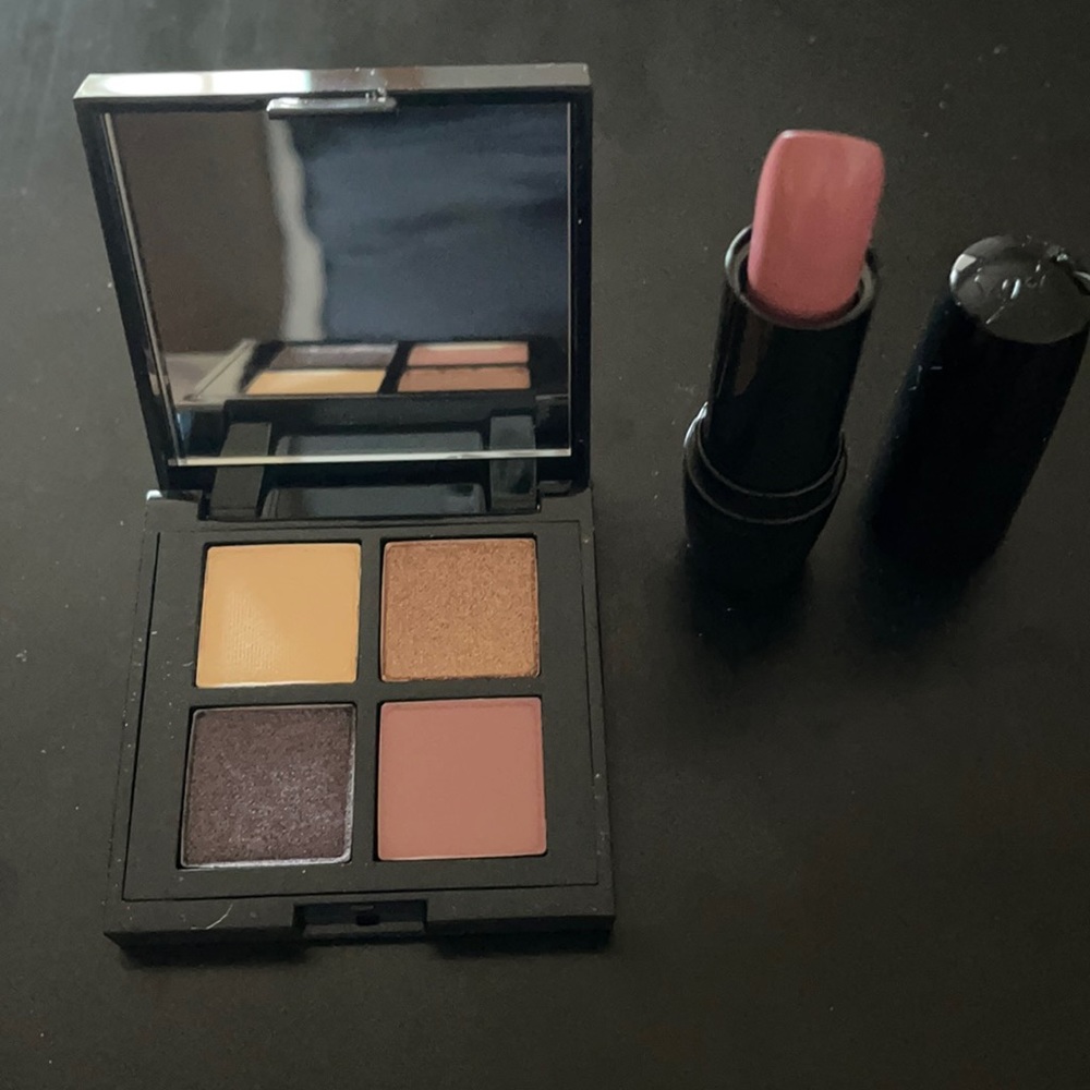 New Lancome eye shadow quad palette & Sugared maple lipstick #256 full size